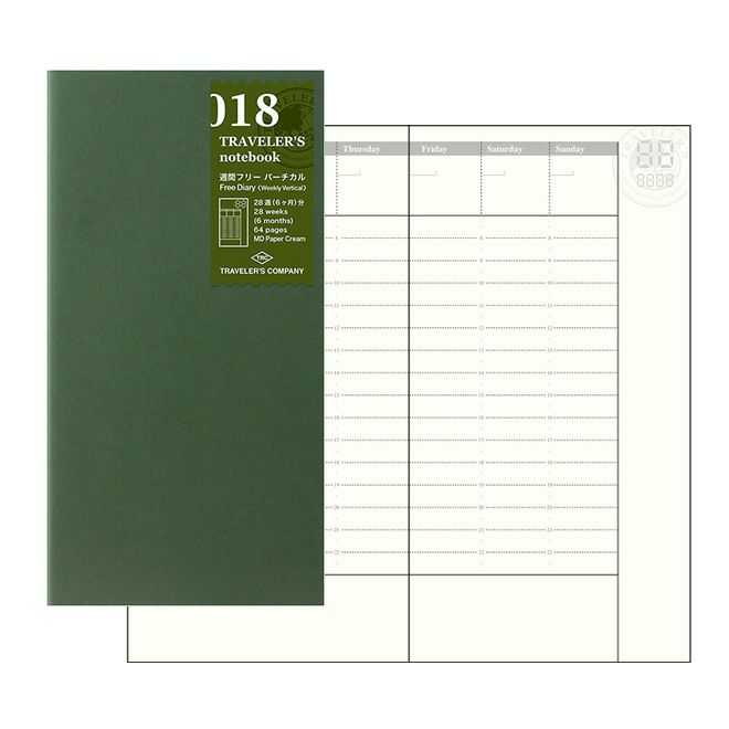 トラベラーズノート TRAVELER'S Notebook リフィル 週間フリー [6ヵ月