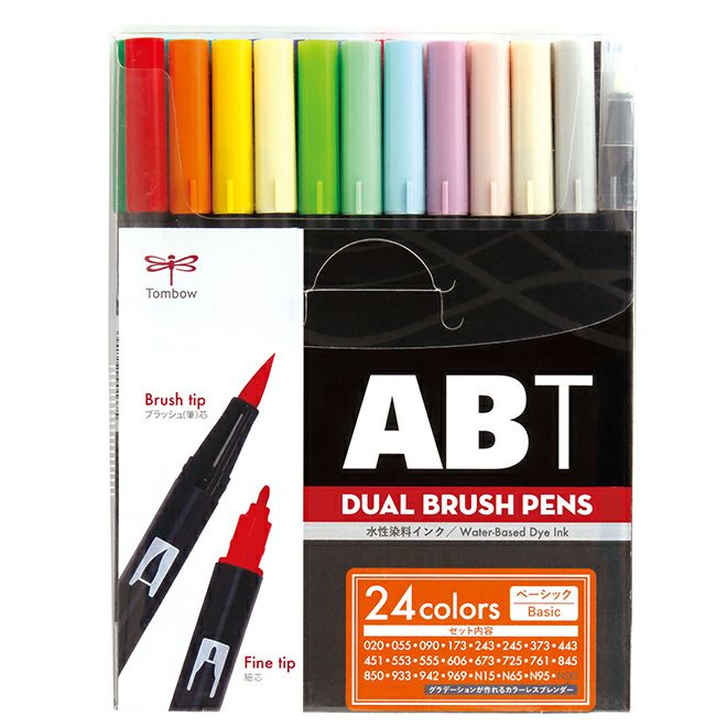 トンボ鉛筆 Tombow ABT 水性マ－カ－ 24色セット ブラッシュ ツイン カラーペン