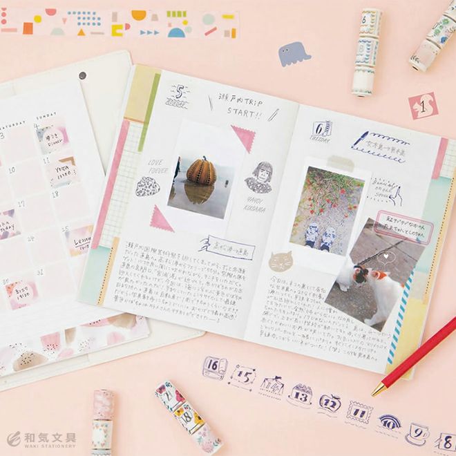 マークス MARKS 水性ペンで書けるマスキングテープ ミシン目入り スリム 手帳デコ マステ