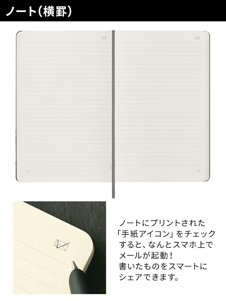 モレスキン スマートライティングセット[スマートペン + スマートノートブック 横罫 ハードカバー ラージ]【レーザー名入れ無料】 通販 文房具の和気文具